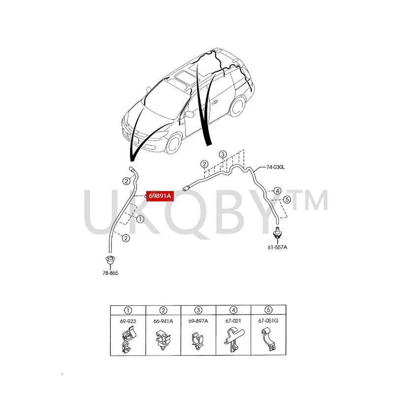 C25669921A Suitable for Ma zd a 3 Ma 6 Ruiyi Sunroof roof drainage pipe, downspout, and guide pipe