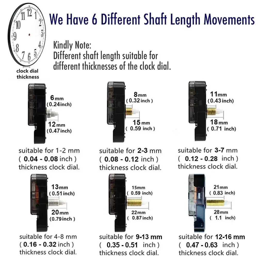 MCDFL Long Shaft Silent Clock Movement Replacement for Wall Clocks