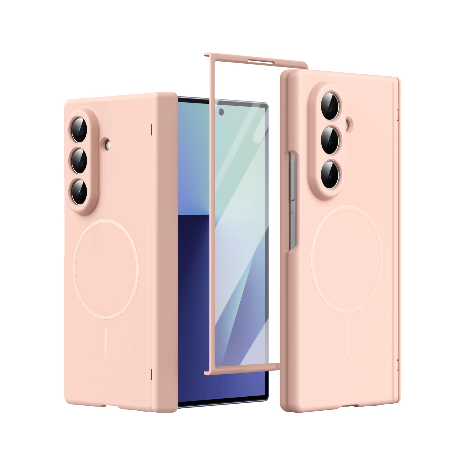 Anti-Fingerprint Full Cover Magnetic Case with Front Tempered Glass Film Phone Case For Samsung Galaxy Z Fold 8 Ultra 8/7/6/5/4