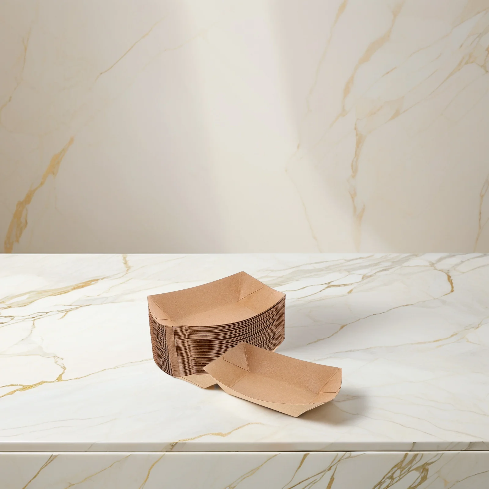 

50Pcs Boat Shaped Paper Food Trays Eco Friendly Disposable Packaging for Snacks French Fries Sushi Cupcakes Concession Stand