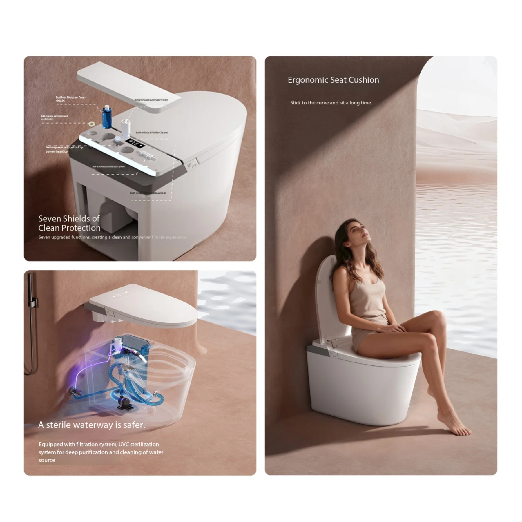 Modern Ergonomic Seat Intelligent WC Toilet Bowl with Remote Control Automatic Cover Floor Mounted Bathroom Smart Toilet