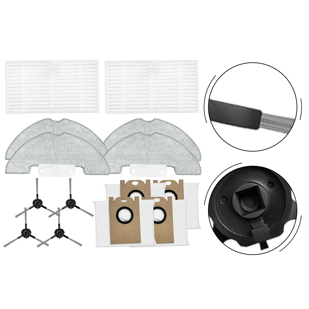 Replacement Parts Bundle for Airzeen Q10 for Pro Robot Vacuum Cleaner with Mop Including Filters Mop Cloths Dust Bags Side