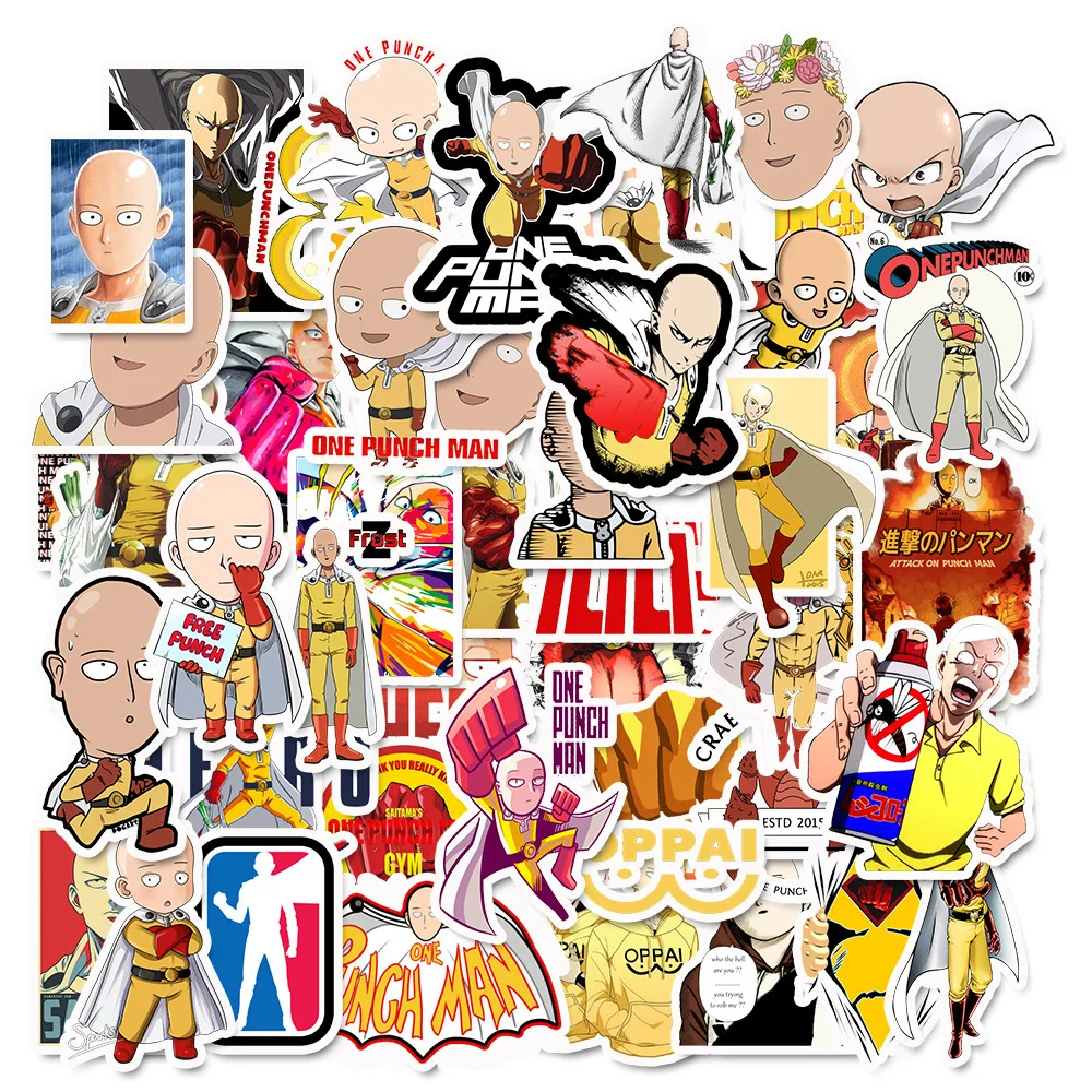 49pcs/set ONE PUNCH-MAN Stickers Saitama Genos Sticker One Punch Man Laptop Computer Bike Car Letter Stationery Stickers