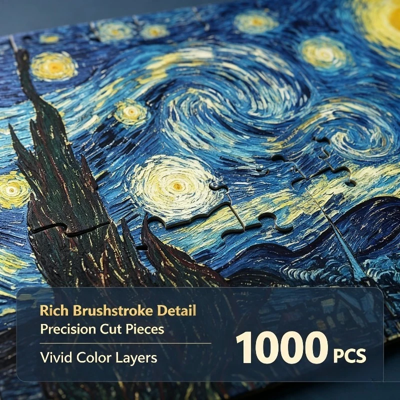 1000pcs Jigsaw Puzzle the Starry Night 70cm*50cm Van Gogh Collection Home Wall Decor Interesting Puzzle for Adults