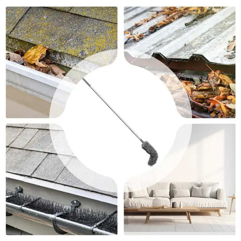 Spazzola per la pulizia delle grondaie Strumento per coperture con asta telescopica estensibile Strumento multifunzionale per la pulizia della guardia da 2,5 m Spazzola per la rimozione della polvere