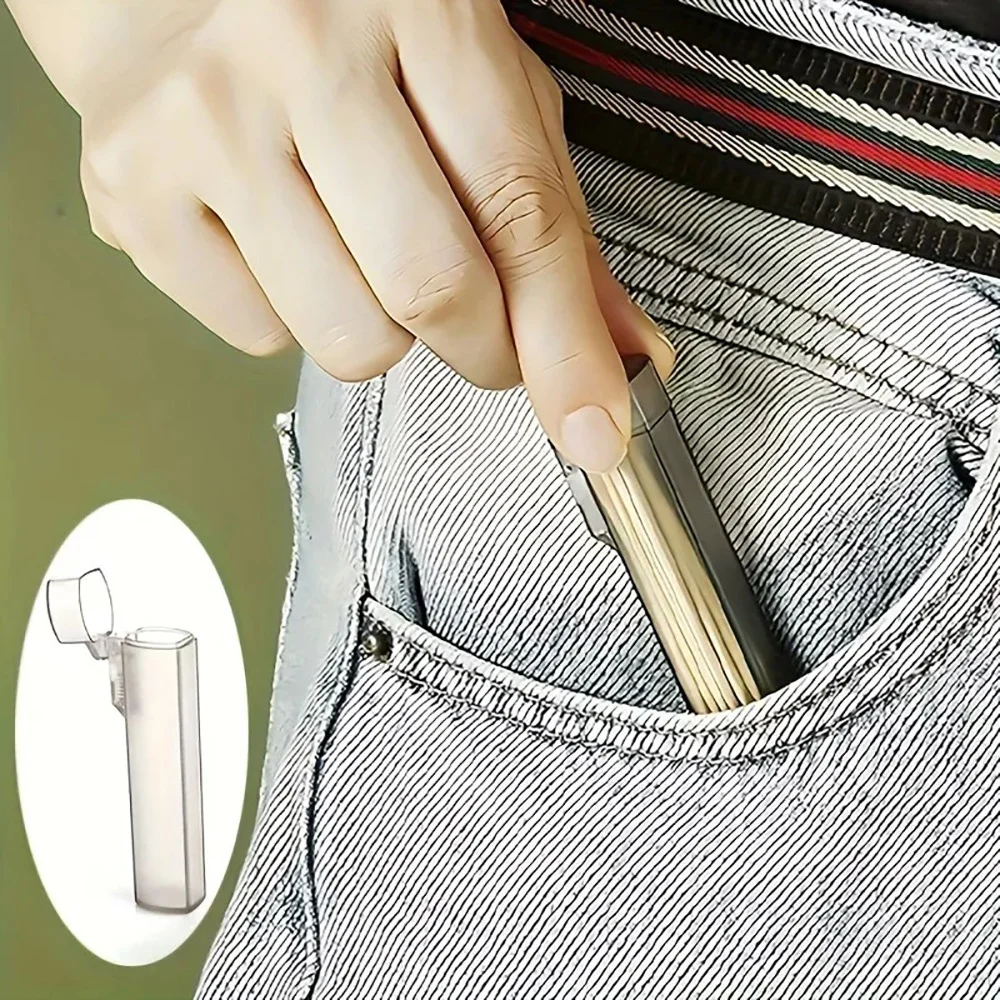 Portable Plastic Toothpick Box Transparent Toothpick Storage Case Cotton Swab Container Storage Box Household Traveling Kitchen