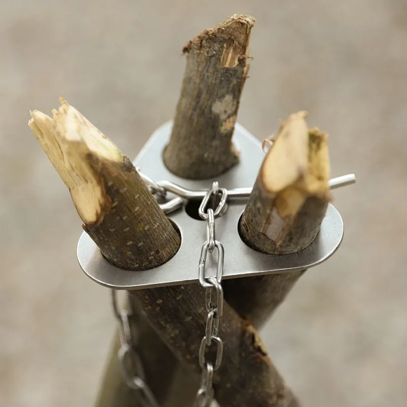 Camping campfire tripod campfire rack hanging pot bracket stainless steel easy to build triangular bracket barbecue water