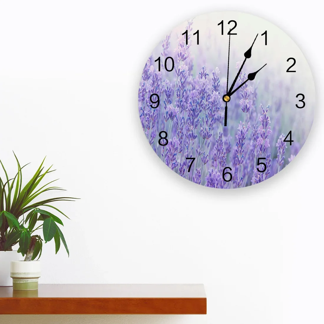 Dream Lavender Plant Purple Bloom Bedroom Wall Clock Large Modern Kitchen Dinning Round Wall Clocks Living Room Watch Home Decor