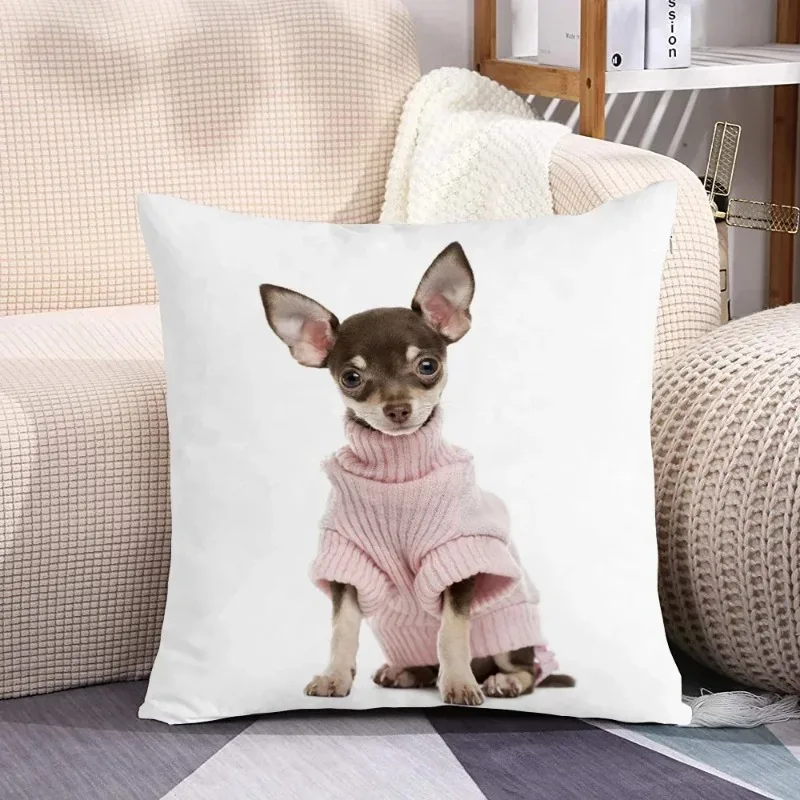 Funny Pink Chihuahua Dog Pillowcase Kawaii Pet Throw Pillow Cushion Cover Fashion Cute Home Decor Sofa Chair Decoration