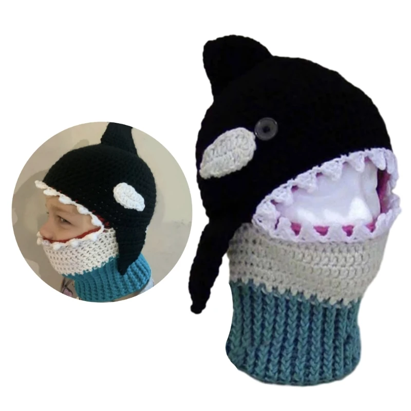 Bonnet Caps Funny Animal Crochet Knitted Hat with Neck Hood Ear Protections Hat Winter Warm Hat for Baby Kid Boy Girl A2UB