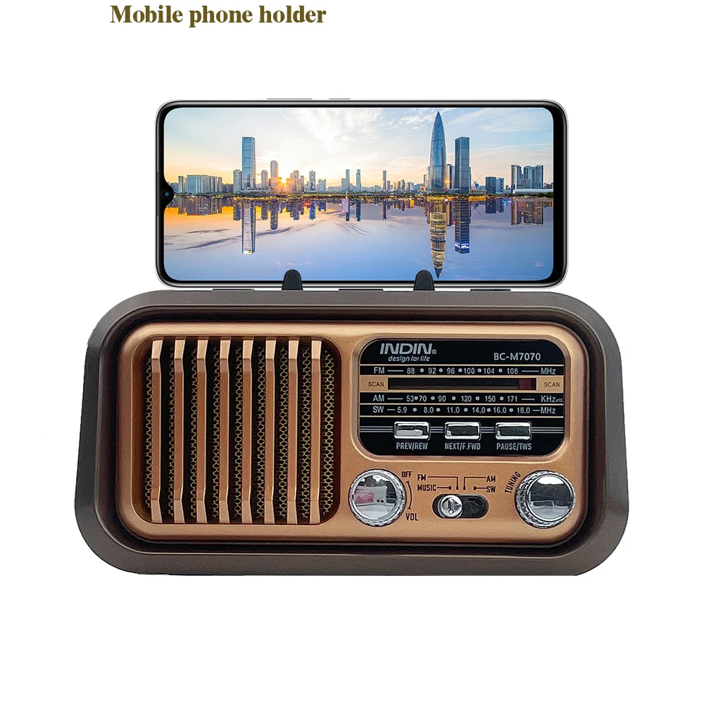

Radio Portable AM FM SW Vintage Radios with Phone Stand TF Card/USB Small Retro Radio Battery Powered&Solar for Outdoor