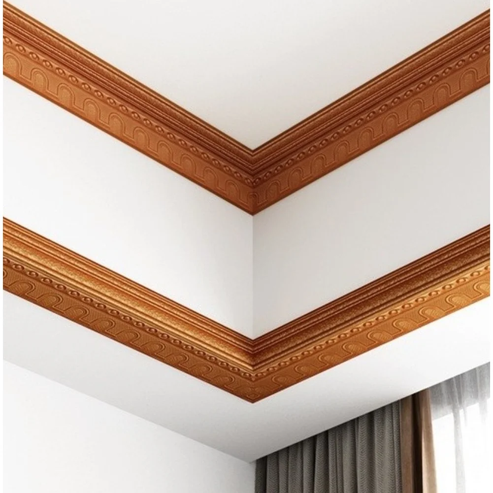 Self-Adhesive PE Foam Baseboard Trim Strip Waterproof Ceiling Border Decorations For Door Frame Wall Molding Easy Peel And=Stick