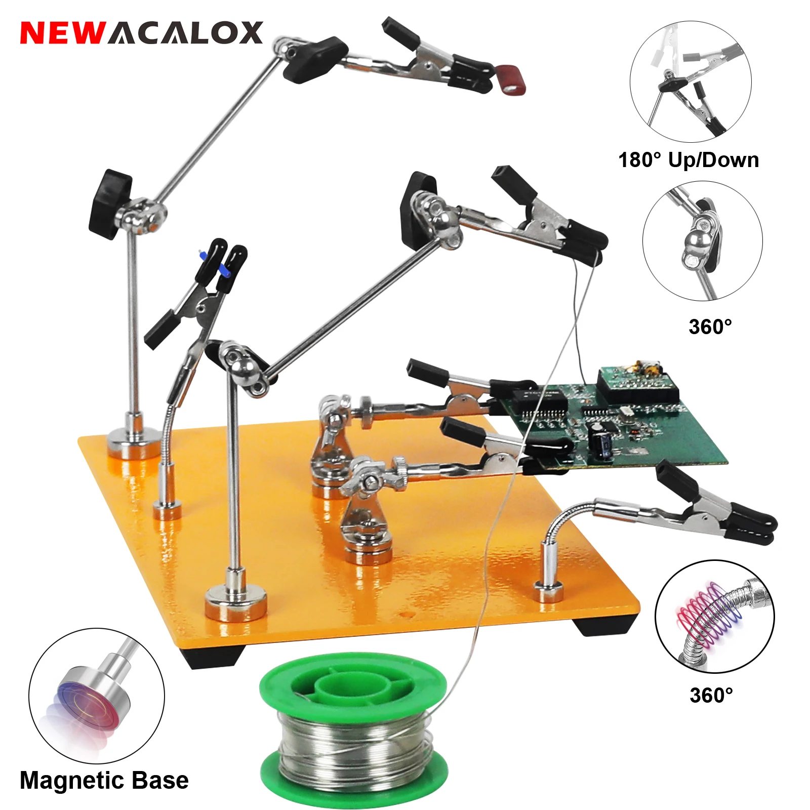 newacalox-helping-hands-soldering-station-with-magnetic-flexible-arms-360°-soldering-clamps-pcb-holder-for-electronics-repair