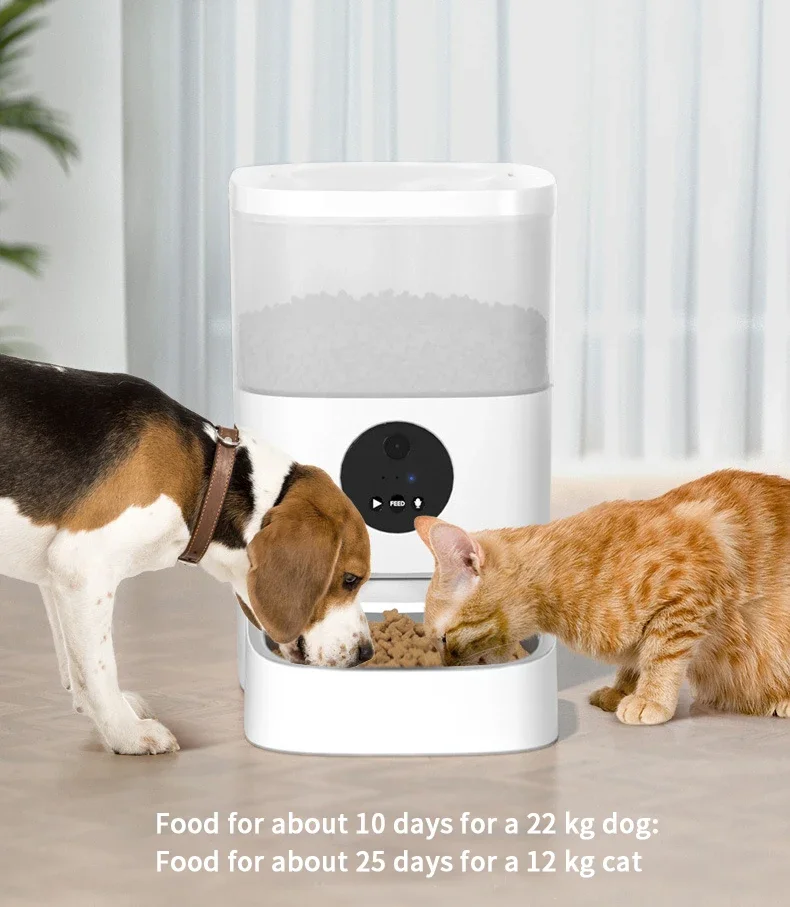 6L Intelligent Pet Feeder with WiFi Smart Automatic Cat Dog Food Water Dispenser ABS Stainless Steel Material Includes Cam-era