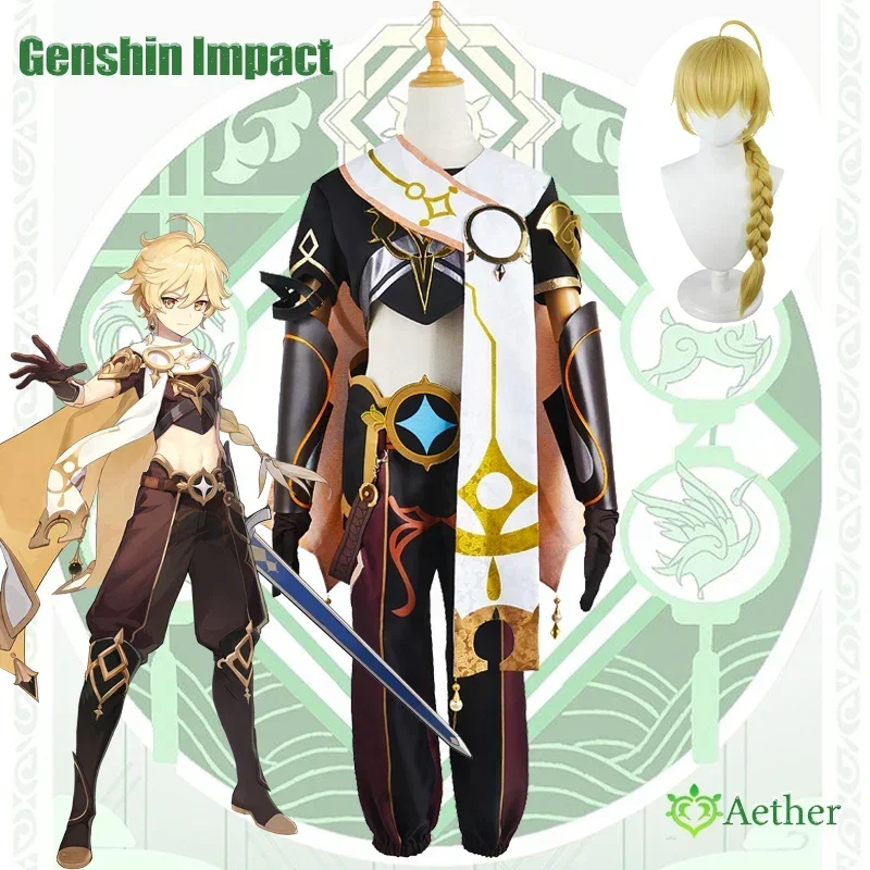 

Genshin Impact Aether Cosplay Costume Adult Carnival Wig Uniform Anime Halloween Party Costumes Masquerade Women Game