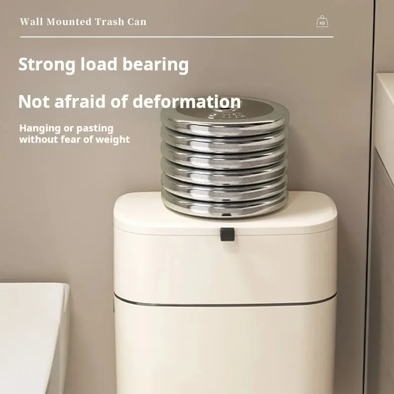 Wall Mounted Trash Can Rectangle Narrow Design With Lid Strong Load-bearing Two Wall Mounting Methods 9L