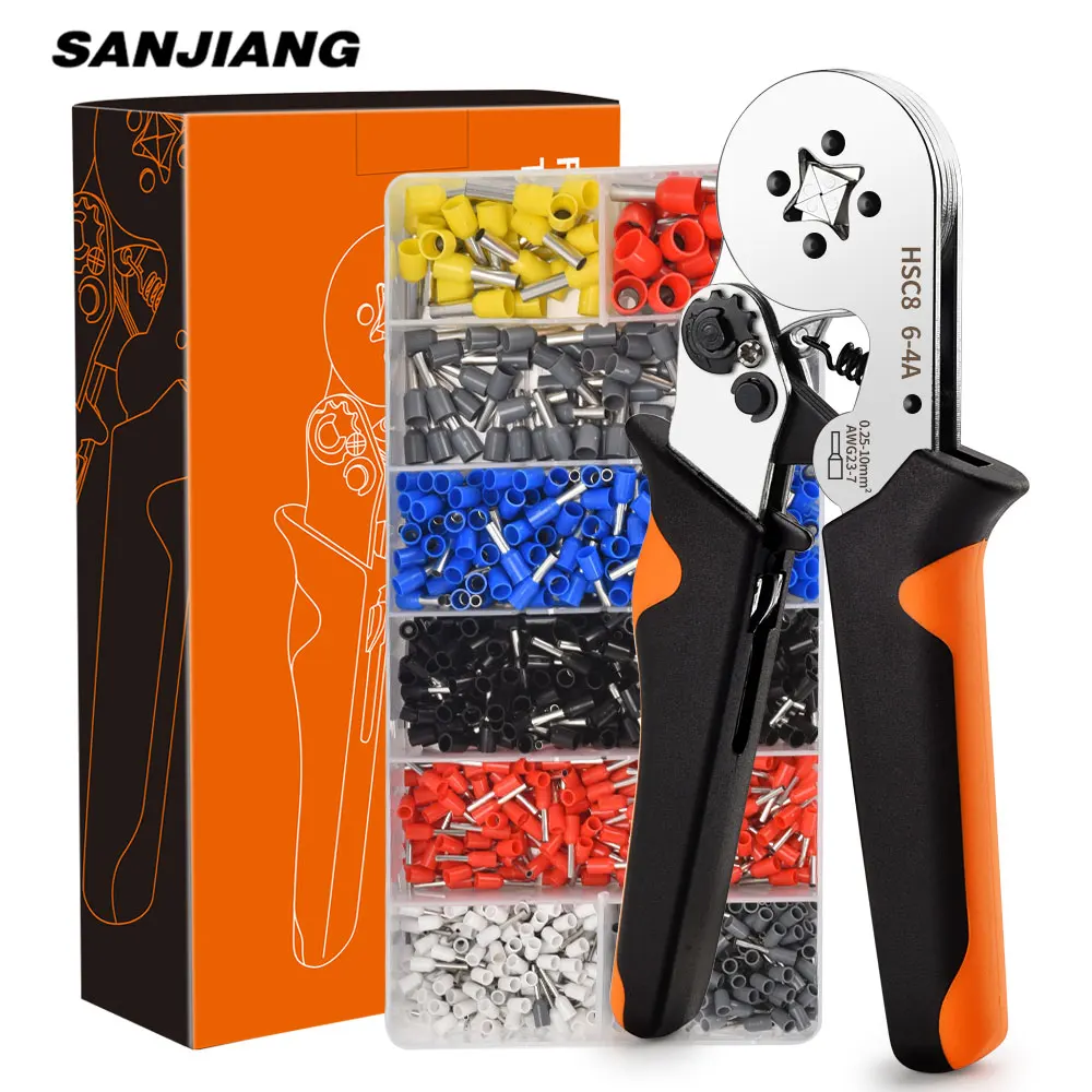 Tubular Press Clamp Crimping Pliers Electrical Terminals For Wires Sleeves Connector Tube Crimping Crimper Ferrules Ratchet