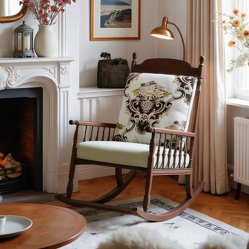 

Retro lazy rocker rocker chair recliner adult balcony home lounge ir adult sofa living room solid wood leisure