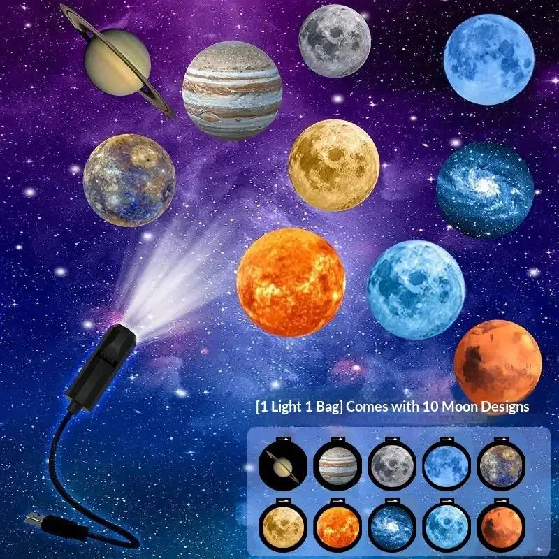 360 Adjustable Planet Starry Sky Projector LED Ambient Light For Car Bedroom Room Decor Supplies