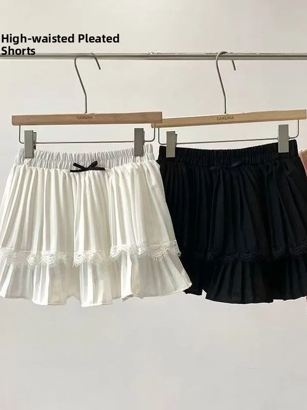 White Puffy Half-length Skirt for Women Summer Cake Short Skirt High Waist Micro Elastic Bicolor Splicing Style Girls' Dress