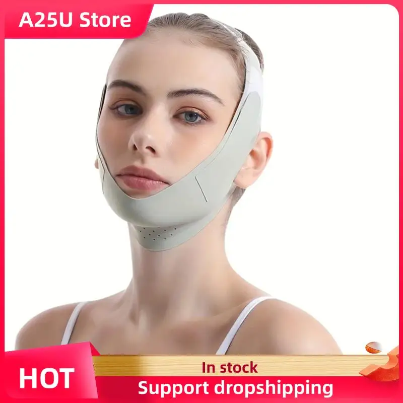 A25U 再利用可能なVラインフェイスシェイパー シェイピングバンデージ スリミングストラップ 女性用フェイシャルマッサージ リフトアップベルト 顎 頬用
