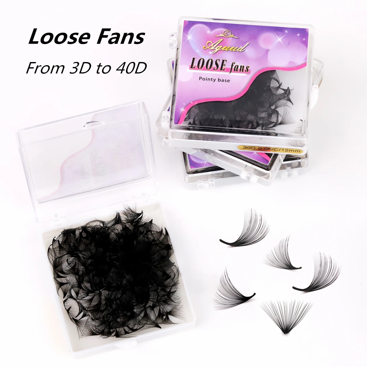 

AGUUD 20D 30D 40D Loose Fans Pointy Base Volume Lashes 3D-16D Sharp Thin Loose Premade Eyelash Extensions Fans Cluster Cilia