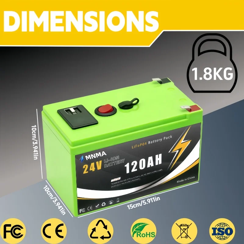 NEW 24V 120Ah LiFePO4 Battery, Built-in 200A BMS, 8000+ Cycles, Perfect for RV/Camper, Solar, Marine, Overland/Van, Off-Grid