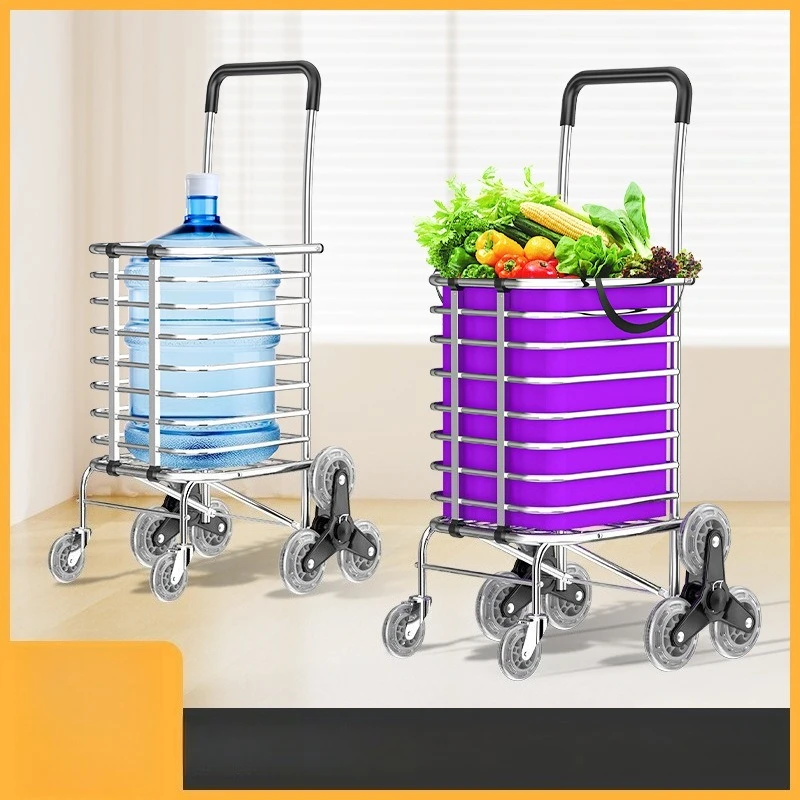 Foldable Aluminum Shopping Trolley Portable Hand Cart For Grocery Parcel Daily Carry