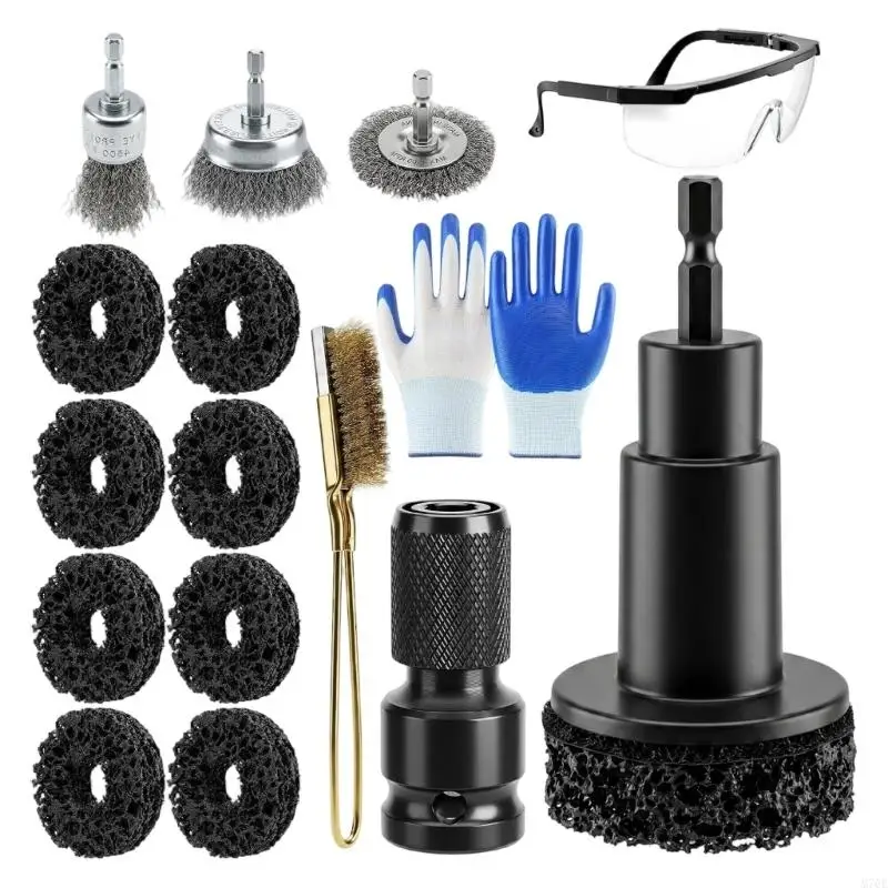 M76E Brake Disc Cleaning Brush Set with 6 Sided Shank Corrosion Pieces