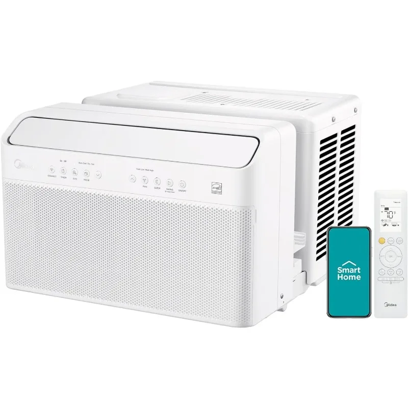 Midea 10,000 BTU U-Shaped Smart Inverter Window Air Conditioner,Cools up to 450 Sq.Alexa/Google Assistant, Remote Control