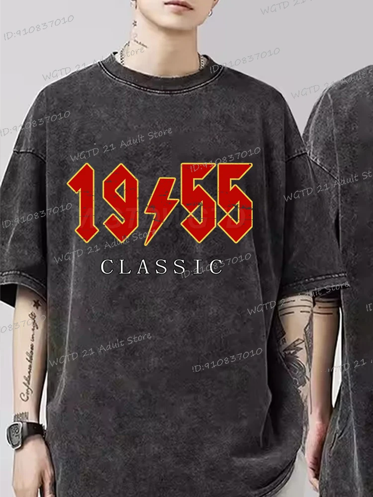 

Washed Vintage 1955 Classic T-shirts Men Women Harajuku 1950 To 1959 Classic Birthday Year Shirt Hip Hop High Quality Cotton Tee