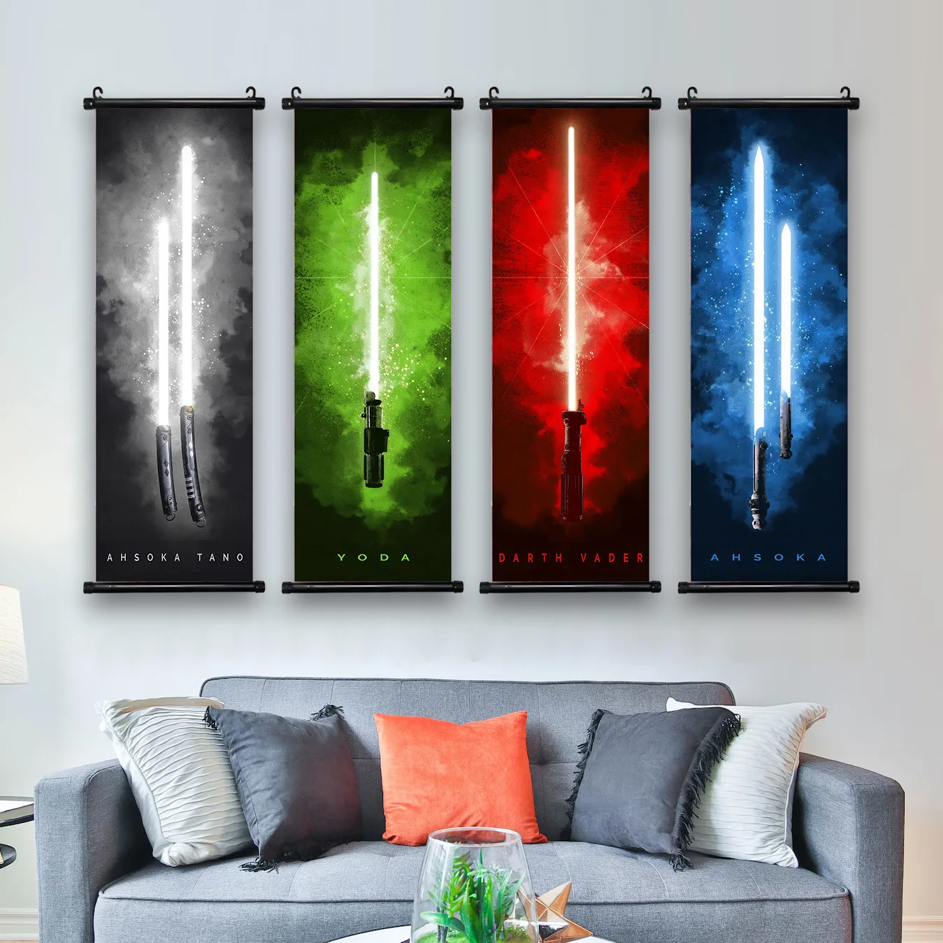 Disney Star Wars Poster Lightsabers Wallpaper Artwork Canvas Painting Print Hanging Scroll Interior Gift Wall Decoration Art