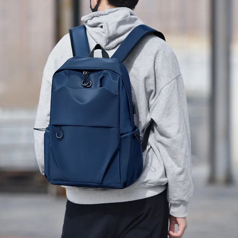 15 Inch Men And Women Universal School Bag Leisure Solid Color Outdoor Sports Shoulder Bag Large Capacity Travel Laptop Backpack