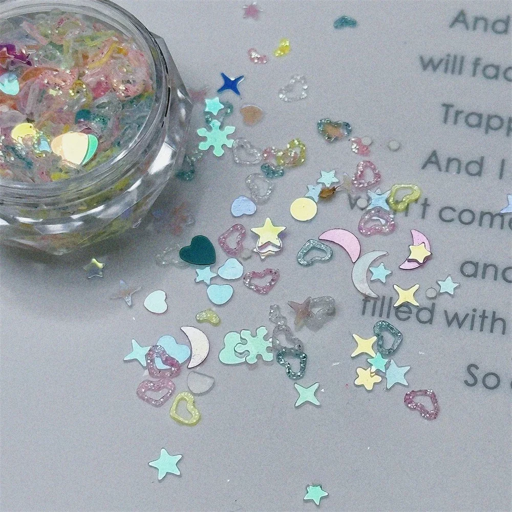 Super Shiny Nail Art Jewelry Fine Flash Hollow Peach Heart Star Nail Art Accessories