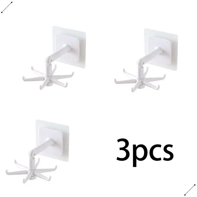 

6Pcs Plastic Hook Up Rotatable Universal Hook Kitchen Wall Hanging Storage Rack Strong Seamless Hook