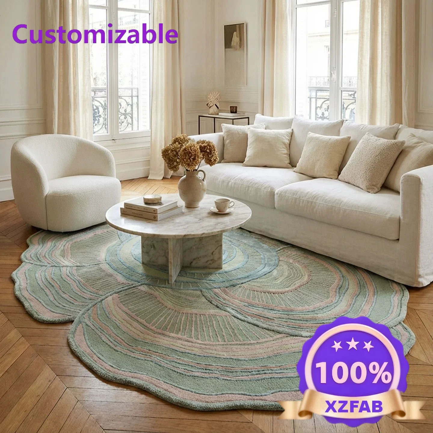 Factory Direct 2026 French retro cream wind special-shaped irregular design high-end handmade