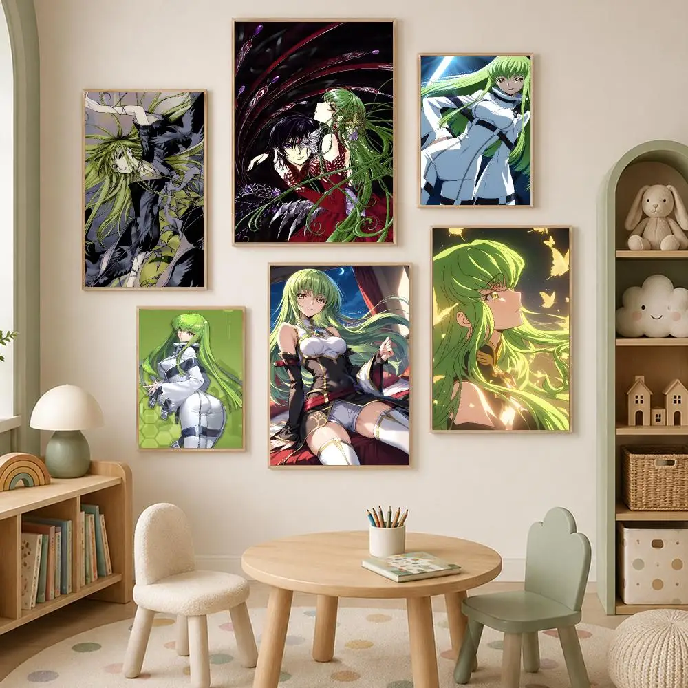 Anime SciFi C C Code Geass Poster Self-Stick HD PP paper Wall Art  Waterproof Decor for Bedroom, Living Room，Gift