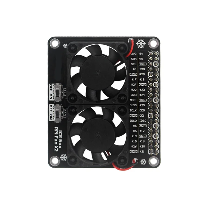 Scheda di estensione GPIO con doppia ventola di raffreddamento superiore per Raspberry Pi 4 modello B, adatta anche per Raspberry Pi 4B, 3B+