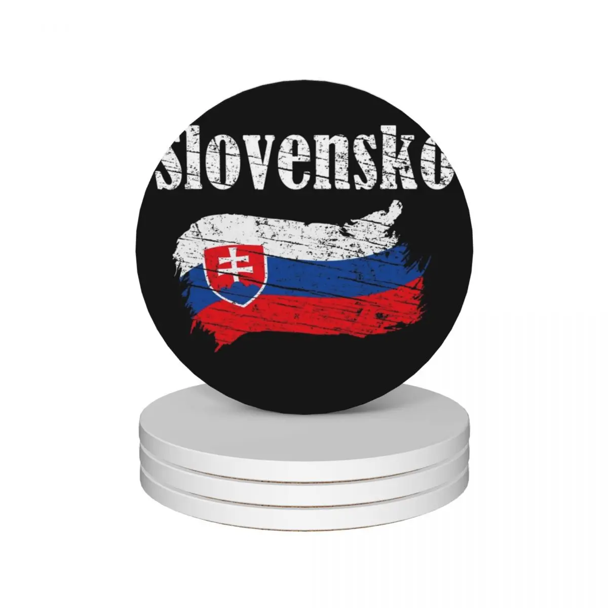 

Slovensko Slovak Flag Vintage Graphic - Slovakia Lovers Tourists Souvenir Cool National Gift Ceramic Coasters (Set of 4)