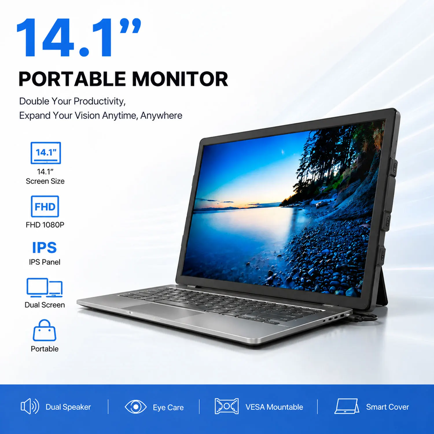14.1Inch Portable Monitor Touch Ultra-thin Laptop Dual Monitor 1920*1080 FHD TFT IPS Screen Extender For Laptop Phone Switch Xbo