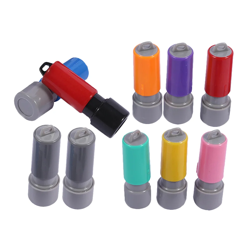 

10 Pcs Seal Case Round Ink Stamp Engraved Supply Postage Stamps Small Making Tool DIY with Pad Blank