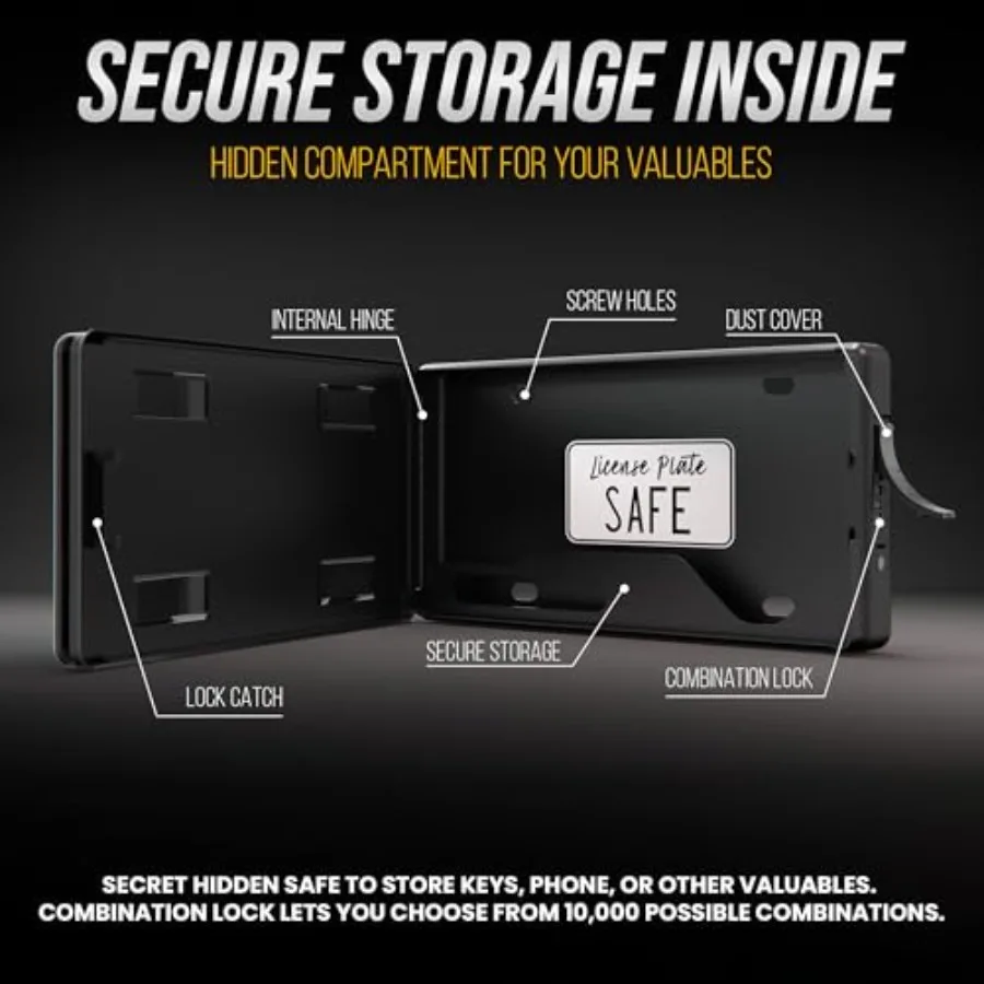 Vehicle key storage box for CarShare Turo: aluminum anti-theft frame with Faraday bag and 4-digit combo lock black