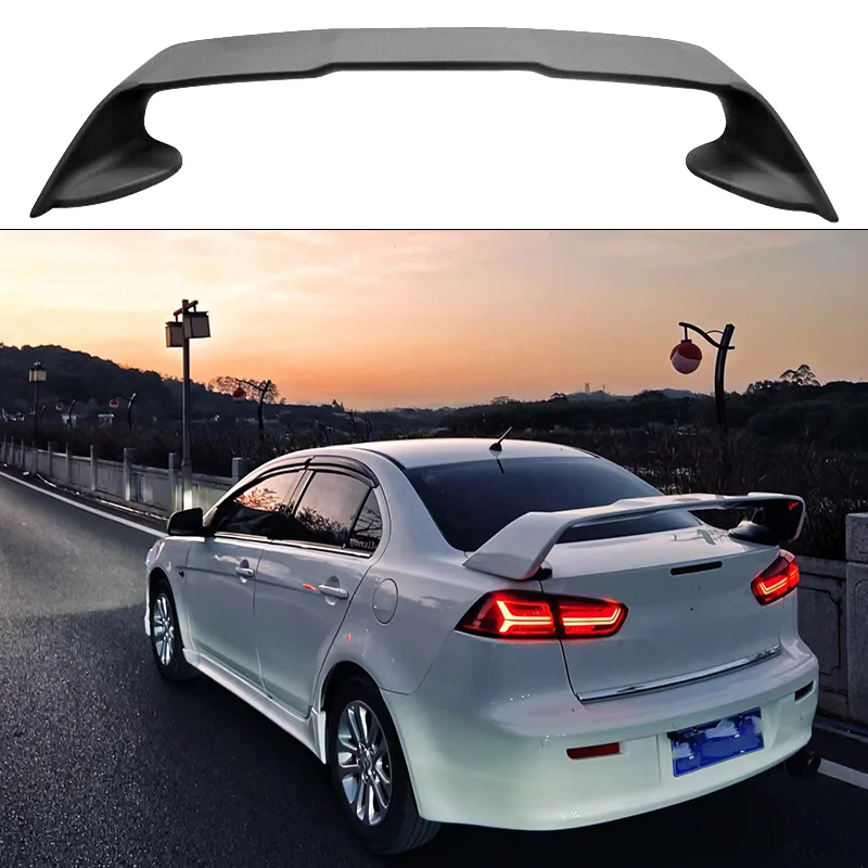 For Mitsubishi LANCER EVO Black Spoiler 2008 to 2015 ABS Material Primer Color Car Tail Wing Decoration Rear Trunk Spoilers Wing view 5