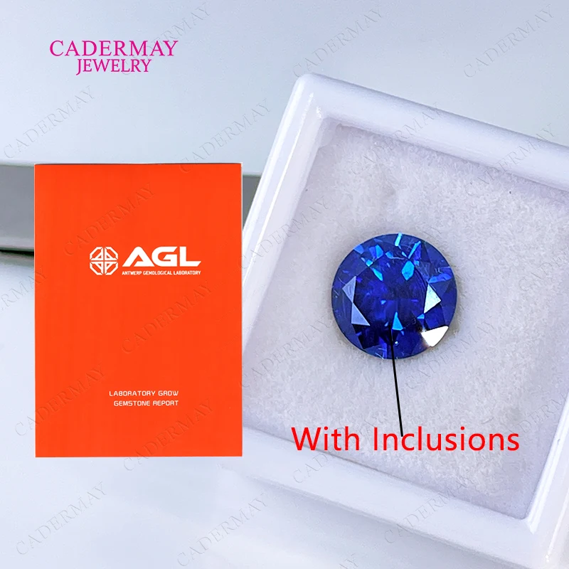 Lab Cornflower Blue Sapphire With Inclusions 3mm-14mm Round Shape Synthetic Blue Sapphire Loose Gemstone for Diy Jewelry Design