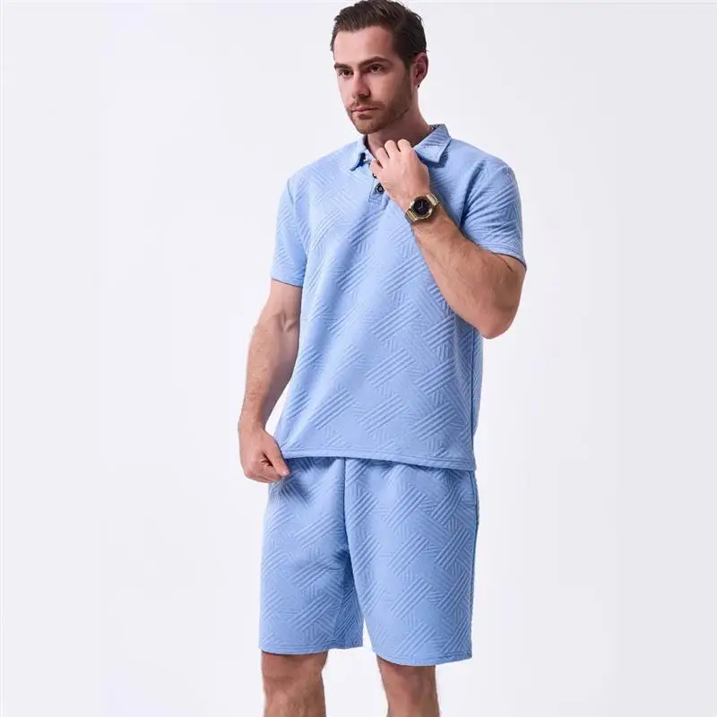 

Men's Color Jacquard ort Sports Sets Casual Sportswear Pure Color Suit ort Sve T-irt And ort Pants
