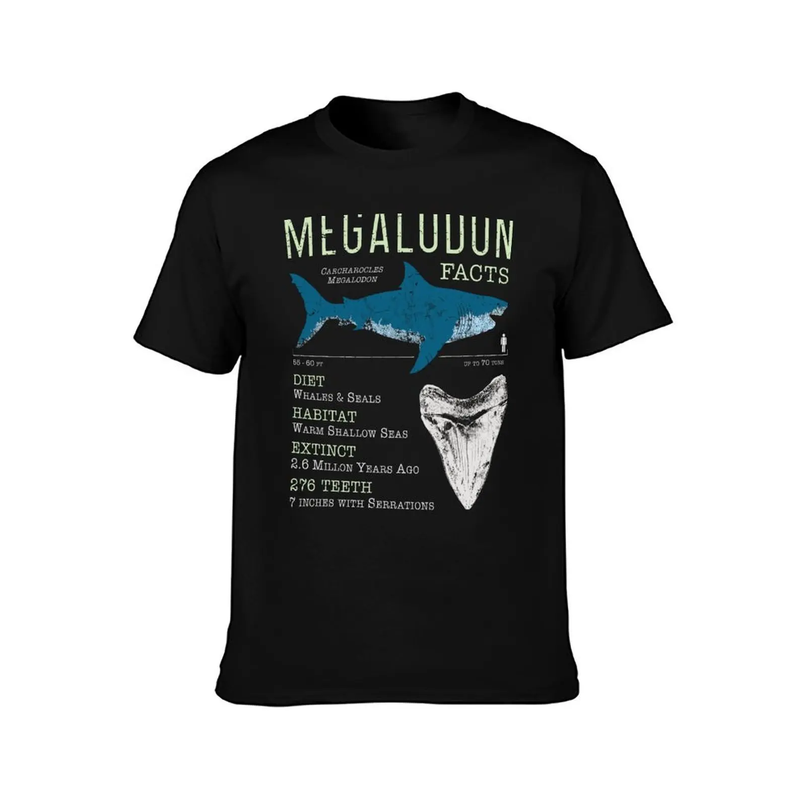 Megalodon Facts T-Shirt Fashion Casual Short Sleeve Top