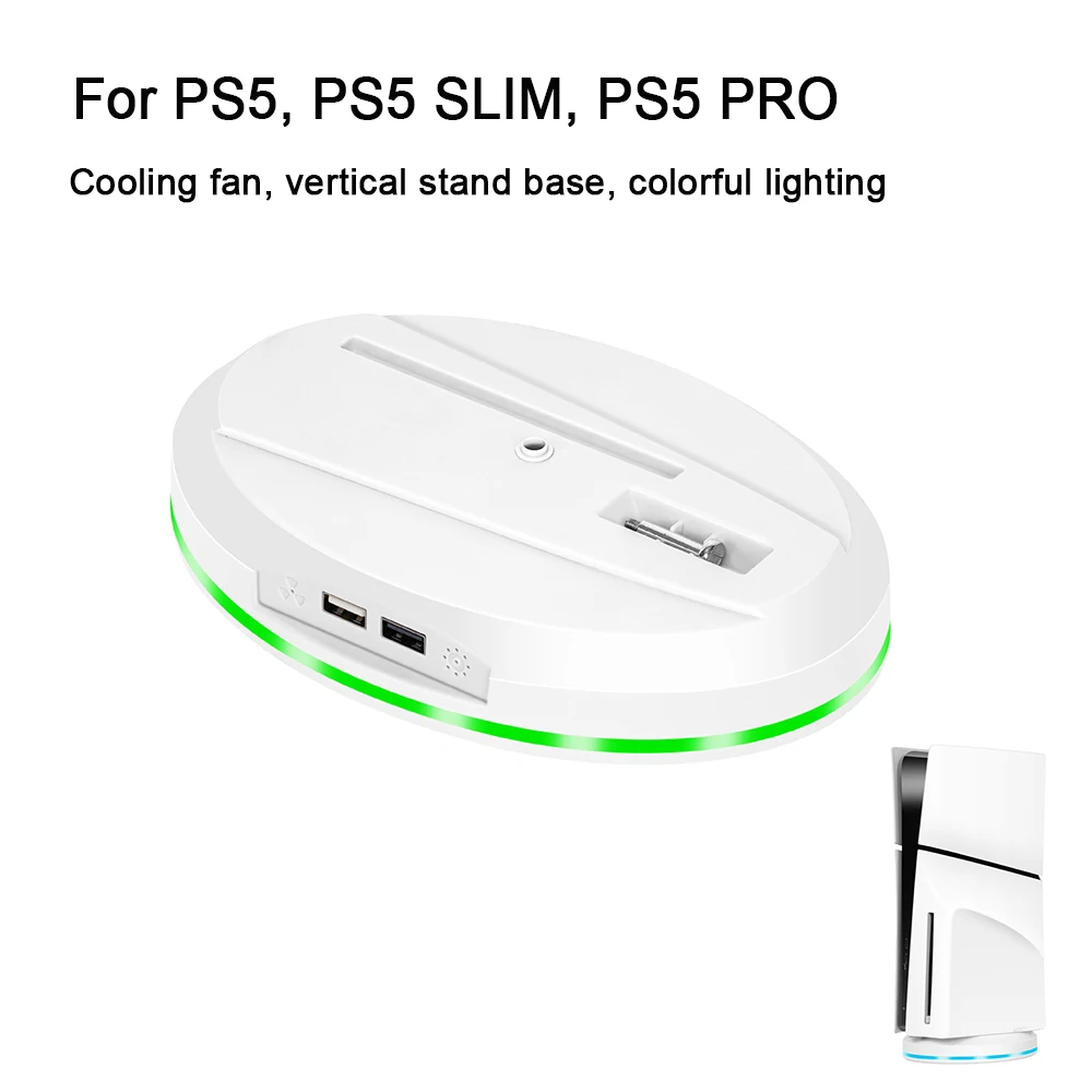 

Compatible with PS5, PS5SLIM, PS5PRO console cooling fan, vertical stand base, with colorful lighting, 3-speed adjustable fan