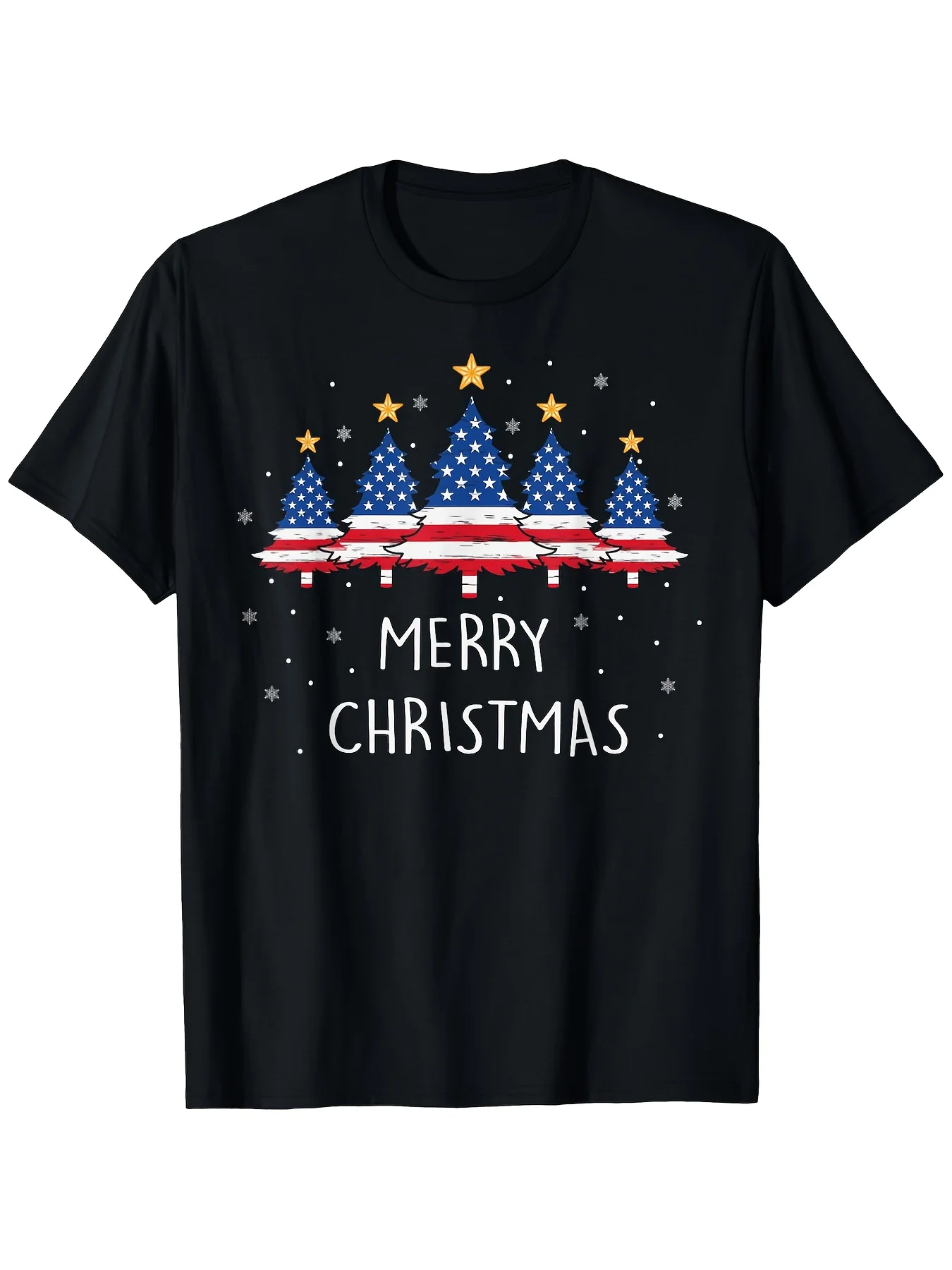 

Men's and Women's Flag Christmas Tree T-Shirt - 100% Cotton Loose Pajamas Short Sleeves, S-XXXL, Patriotic Aircraft
