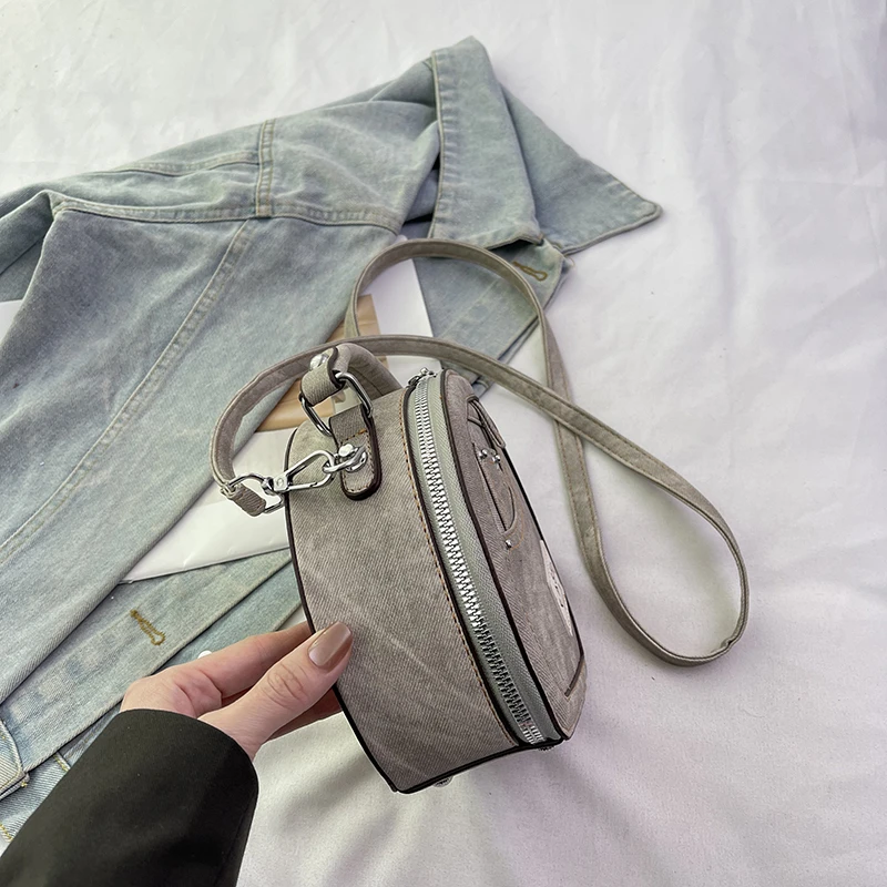 Runde Handtasche Retro Shoudler Taschen für Frauen 2024 Mini kleine Umhängetasche klassische Pu Griff Geldbörse Bolasas runde Einkaufstasche – Detail 28