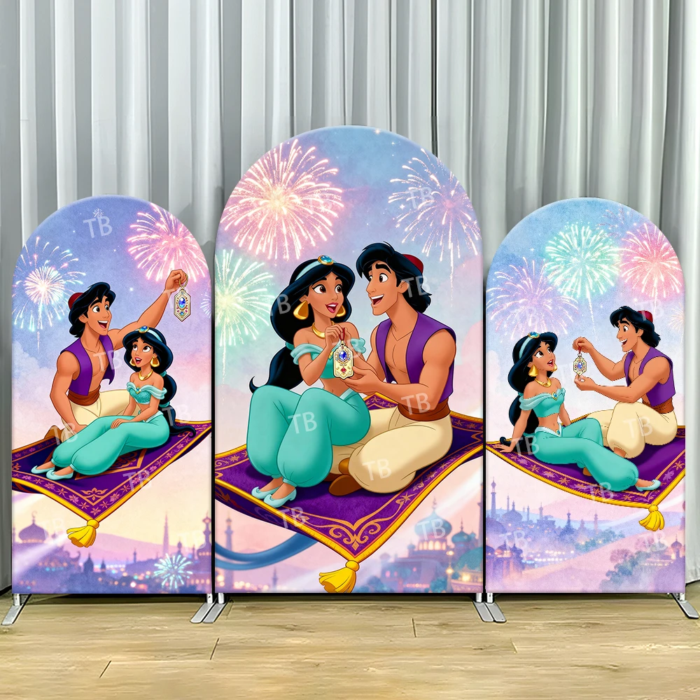 

Aladdin And Jasmine Magic Carpet Style Arch Backdrop Cover Romantic Scene For Kids Birthday Baby Shower Photo Booth Background